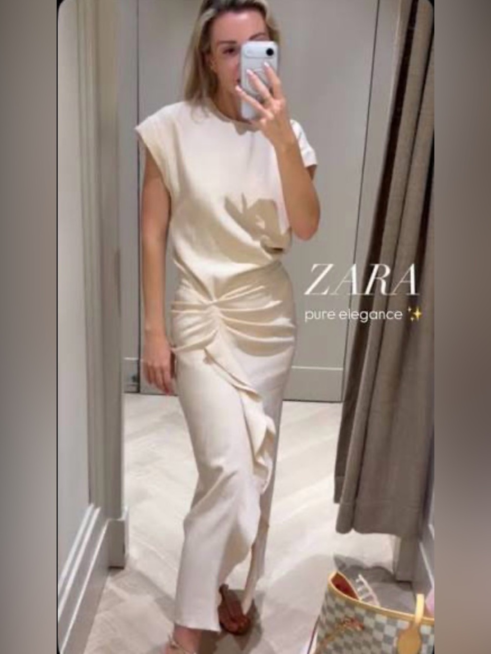 🔥🔥Zara Cream Twist-Detail dress